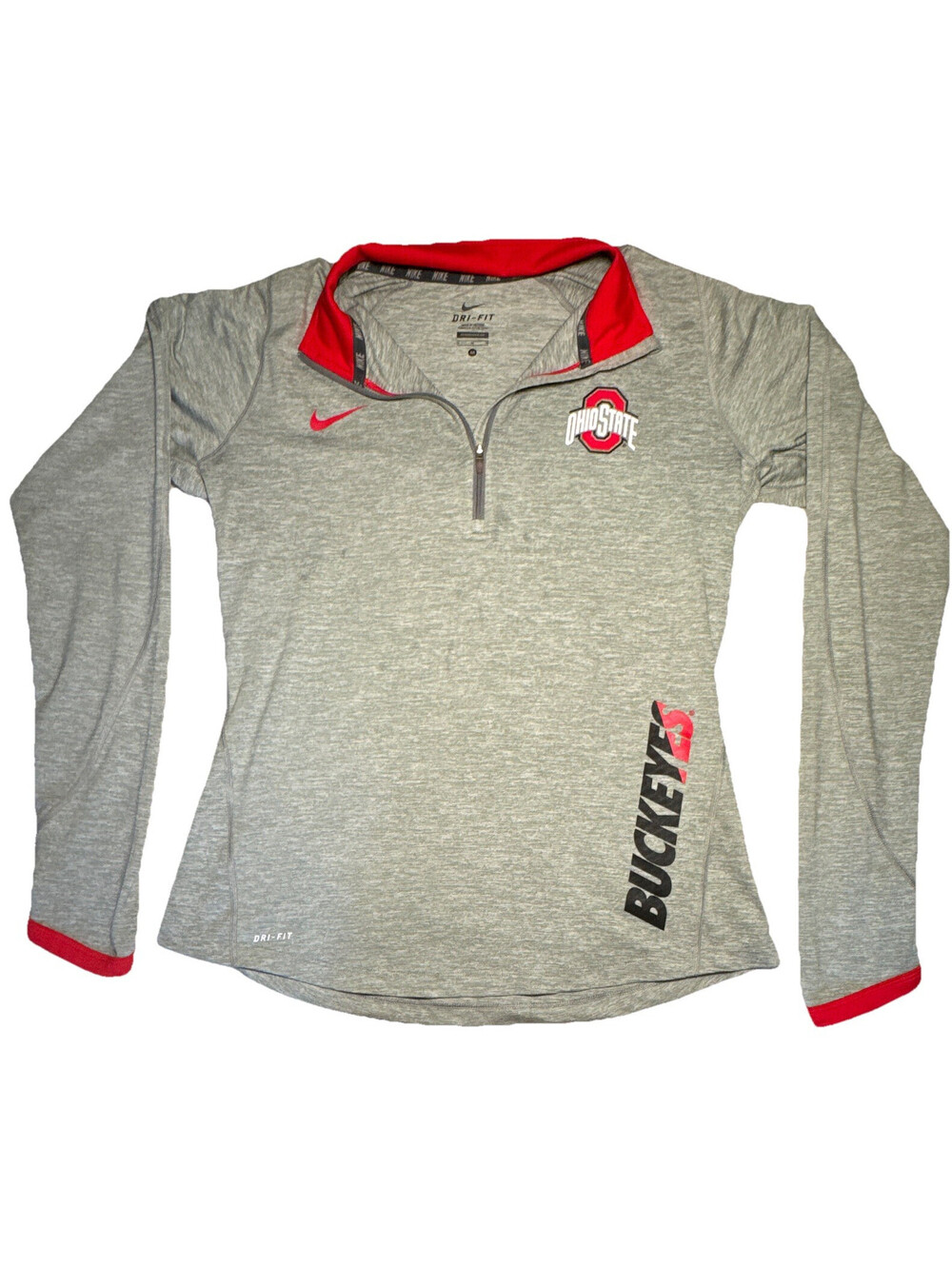 Nike Ohio State Buckeyes Dri-FIT Gray/Red 1/4 Zip Jacket Pullover M women’s